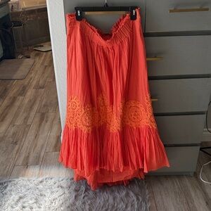 Floreat Vibrant Orange High-Low Skirt